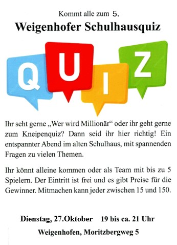 5. Schulhaus-Quiz @ Altes Schulhaus